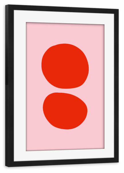 Poster mit Rahmen schwarz "Rosa und rote Punkte" artboxONE - Abstrakt,Geometrie