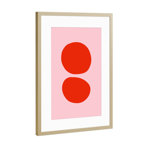 Poster mit Rahmen Gold "Rosa und rote Punkte" artboxONE - Abstrakt,Geometrie