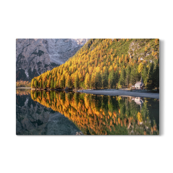Galerie-Print "Herbst am Pragser Wildsee" 75x50 cm artboxONE