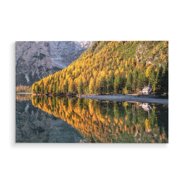 Holzbild "Herbst am Pragser Wildsee" artboxONE - Natur