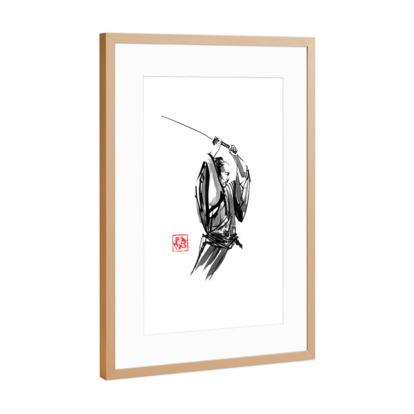 Poster mit Rahmen Kupfer "Samurai Shomen" artboxONE - Menschen - Samurai,Sumie,Japan,Shomen