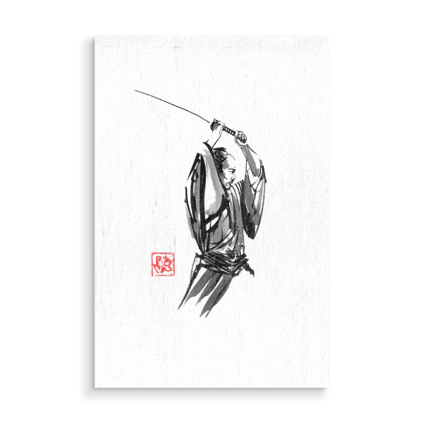 Holzbild "Samurai Shomen" artboxONE - Menschen - Samurai,Sumie,Japan,Shomen