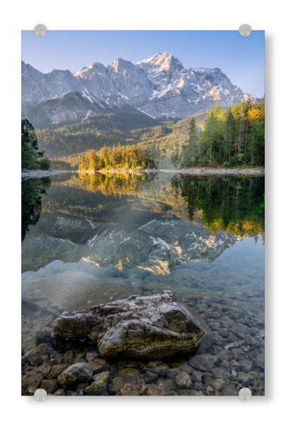 Acrylglasbild "Eibsee und Zugspitze in Oberbayern" artboxONE - Natur,Reise,Reise / Länder
