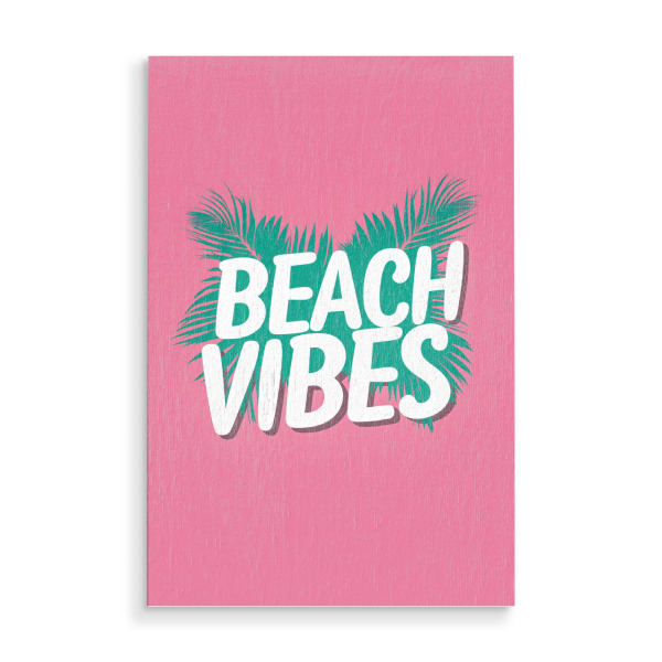 Holzbild "Beach Vibes love pink" artboxONE - Typografie,Natur,Reise / Strand und Meer