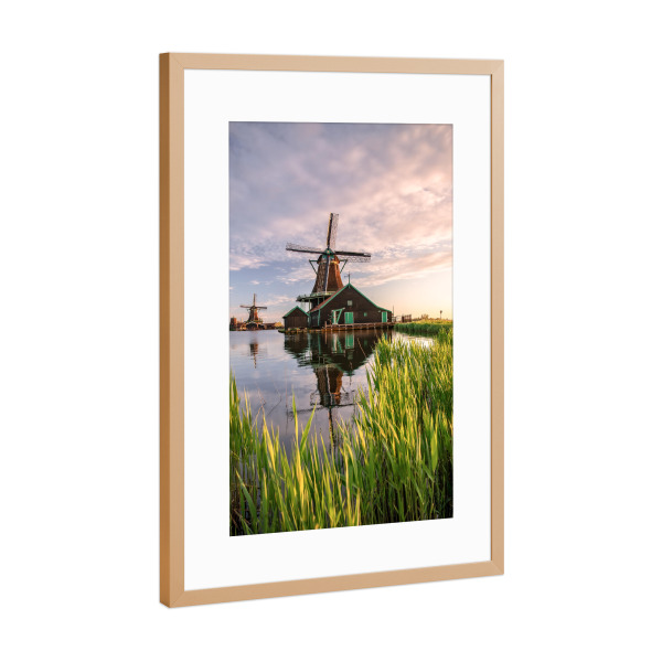 Poster mit Rahmen Kupfer "Sonnenaufgang in Holland" artboxONE - Natur,Reise