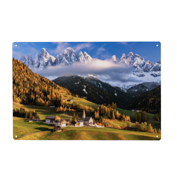 Metall Poster "Villnösstal in den Dolomiten" artboxONE - Natur,Reise,Reise / Länder