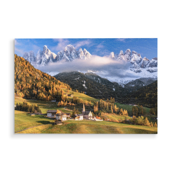 Holzbild "Villnösstal in den Dolomiten" artboxONE - Natur,Reise,Reise / Länder