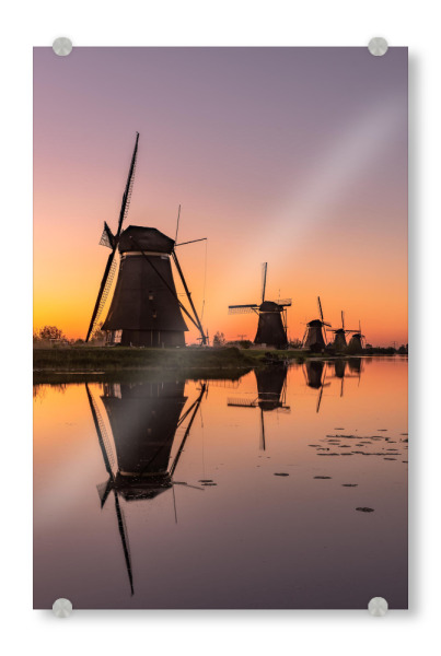 Acrylglasbild "Windmühlen von Kinderdijk" artboxONE - Natur,Reise,Architektur,Reise / Länder