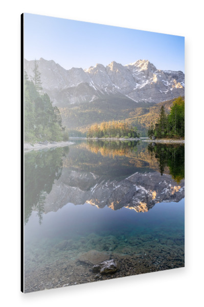 Alu-Dibond "Sommermorgen am Eibsee in Bayern" 75x50 cm artboxONE