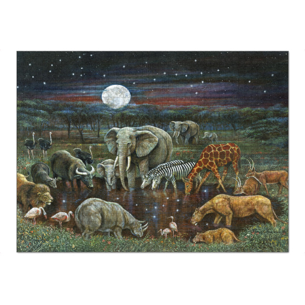 Puzzle Ravensburger "Alle Kreaturen" artboxONE - Natur,Tiere,Reise / Afrika - Elefant,Löwe,Giraffe,Nashorn,Afrika,Tiere,Nacht,Mond - Bild elefant
