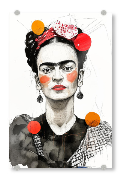Acrylglasbild "Frida Porträt o" artboxONE - Menschen - Frida,Frida kahlo,Porträt,Frau,Mädchen