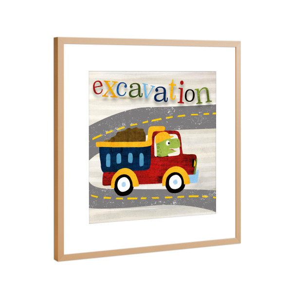 Poster mit Rahmen Kupfer "Bauausgrabung" artboxONE - Für Kinder,Tiere,Buchstaben - Dino,Dinosaurier,Bau,Jugendliche,Ausgrabung,Kinder,Kinderzimmer