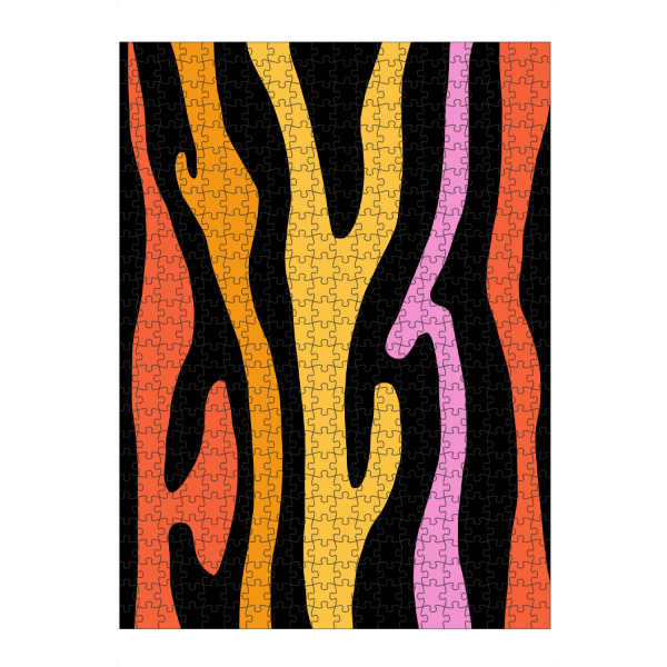 Puzzle Ravensburger "Groovy Zebra" artboxONE - Abstrakt,Geometrie - Retro,Vintage,Groovy,Funky,Zebra,Muster,Pink,Rosa,Gelb,Orange,Punk,Emo
