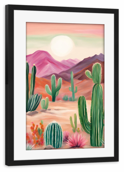 Poster mit Rahmen schwarz "Kakteenwüste" artboxONE - Natur,Reise,Floral