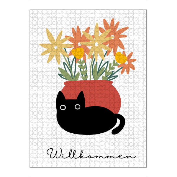 Puzzle Ravensburger "Katze - Willkommen" artboxONE - Typografie,Floral,Tiere,Lustig