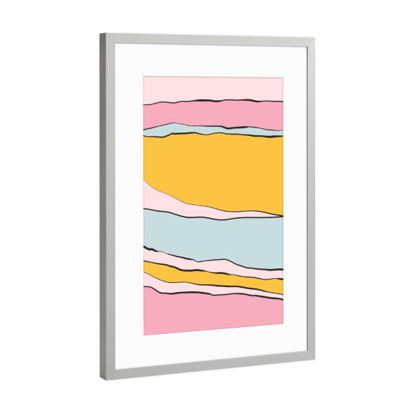 Poster mit Rahmen Silber "Pastell Linien" artboxONE - Abstrakt,Geometrie