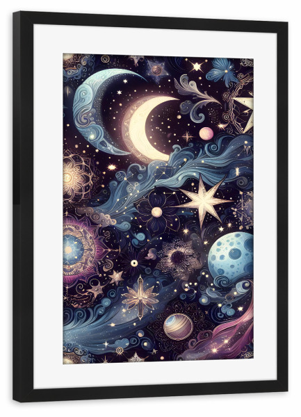 Poster mit Rahmen schwarz "Funkelnder Stardust" artboxONE - Galaxy