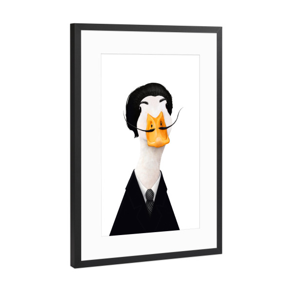 Poster mit Rahmen Schwarz (Metallic) "Ente Salvador Dali" artboxONE - Für Kinder,Tiere,Fashion,Für Papa,Lustig