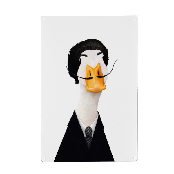 Metall Poster "Ente Salvador Dali" artboxONE - Für Kinder,Tiere,Fashion,Für Papa,Lustig