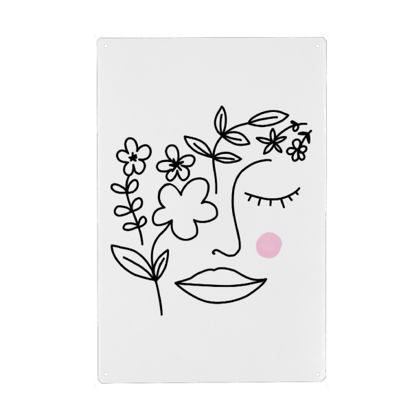Metall Poster "Beautiful mind Linienzeichnung" artboxONE - Floral,Abstrakt,Menschen