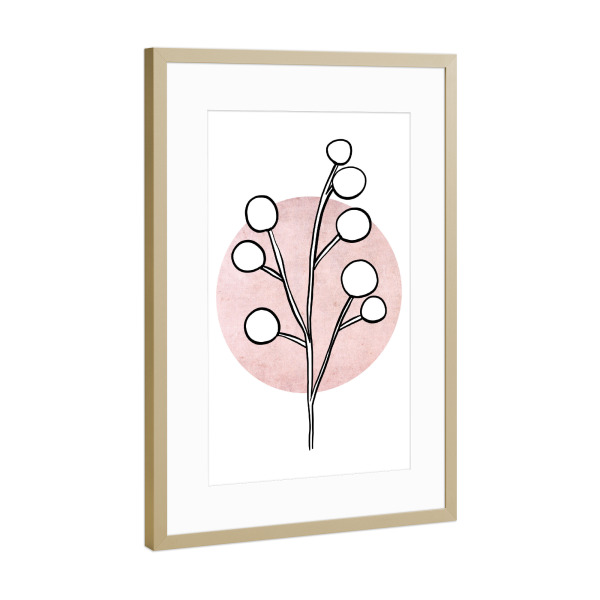 Poster mit Rahmen Gold "Vintage Blume Linienzeichnung" artboxONE - Natur,Floral,Geometrie