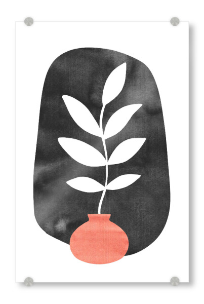 Acrylglasbild "Mid Century Vase in Wasserfarbe" artboxONE - Natur,Floral,Abstrakt