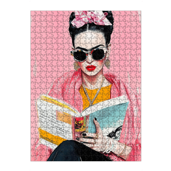 Puzzle Ravensburger "Frida Reading Book n" artboxONE - Menschen - Frida,Frida kahlo,Porträt,Frau,Mädchen,Lesen - Bild frida