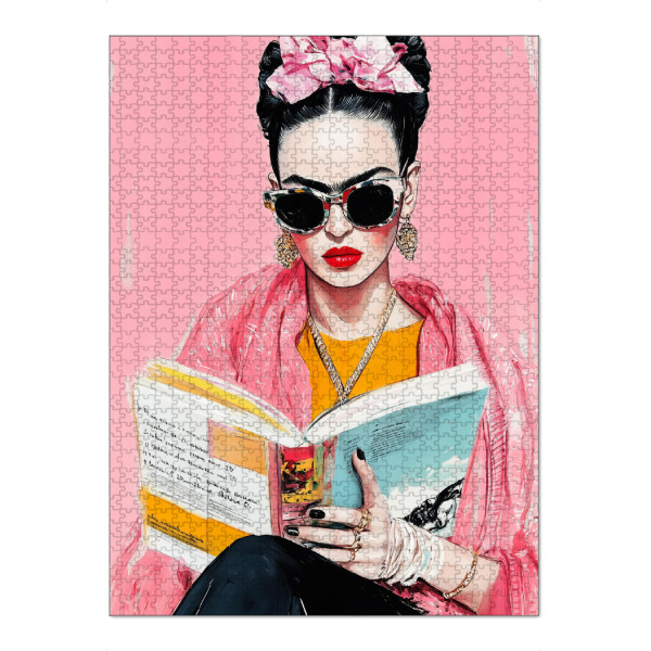 Puzzle Ravensburger "Frida Reading Book n" artboxONE - Menschen - Frida,Frida kahlo,Porträt,Frau,Mädchen,Lesen - Bild frida