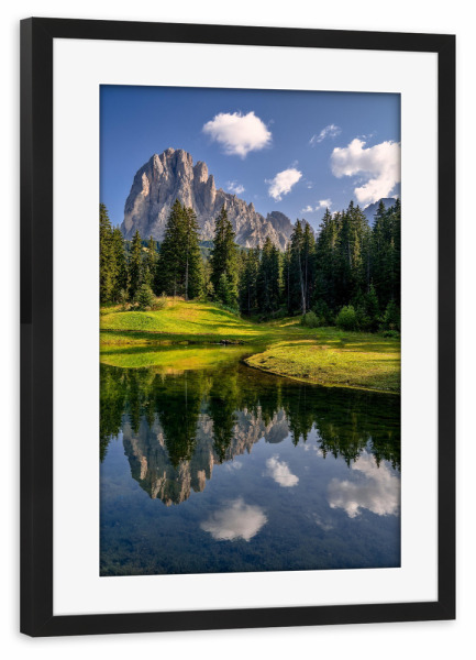Poster mit Rahmen schwarz "Sommermorgen in den Dolomiten" artboxONE - Natur,Reise,Reise / Länder