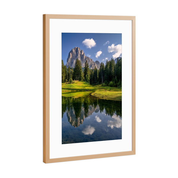 Poster mit Rahmen Kupfer "Sommermorgen in den Dolomiten" artboxONE - Natur,Reise,Reise / Länder