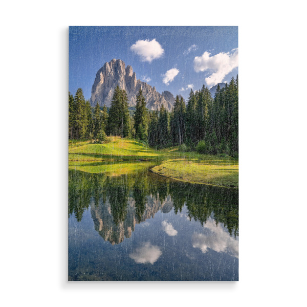 Holzbild "Sommermorgen in den Dolomiten" artboxONE - Natur,Reise,Reise / Länder