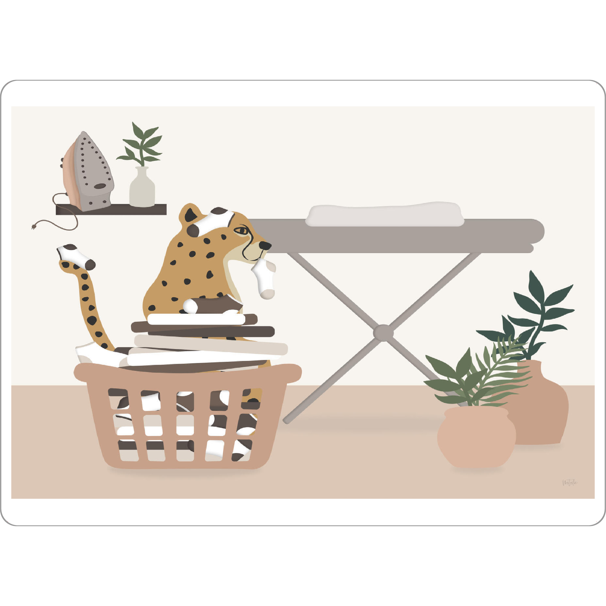 Tischset "Dschungelwäsche" artboxONE - Tiere,Menschen - Wäsche,Wäschekorb,Kleidung,Jaguar,Kinder,Kinderzimmer - Bild wäsche