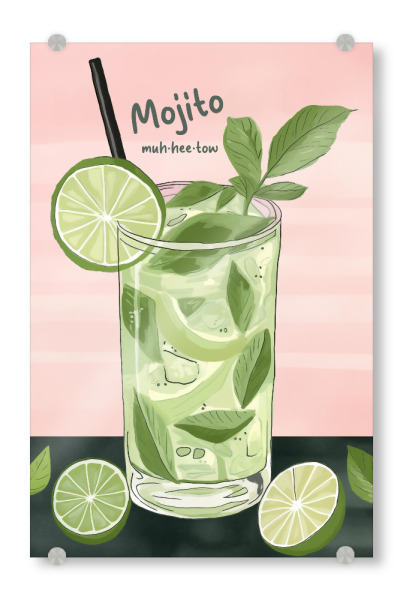 Acrylglasbild "Mojito-Muh-hee-tow" artboxONE - Essen & Trinken / Alkohol - Mojito,Mojito -cocktails,Alkohol,Getränke,Küche,Limette,Rum