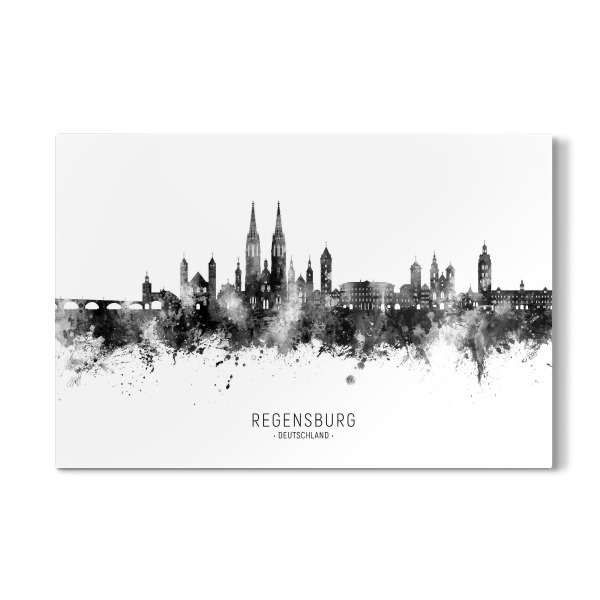 Galerie-Print "Regensburg Skyline BW Text" 75x50 cm artboxONE