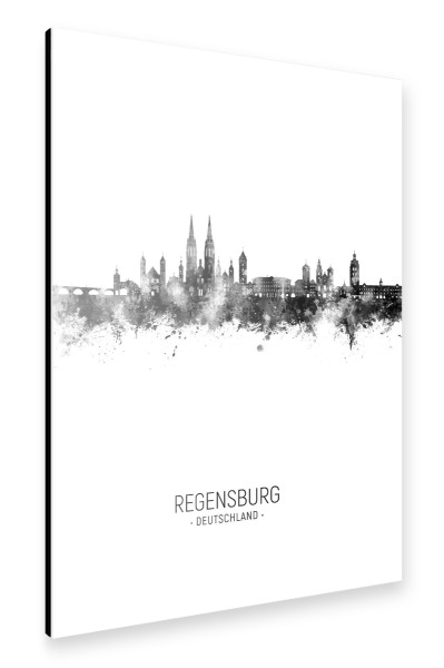 Alu-Dibond "Regensburg Deutschland Skyline BW" 30x20 cm artboxONE