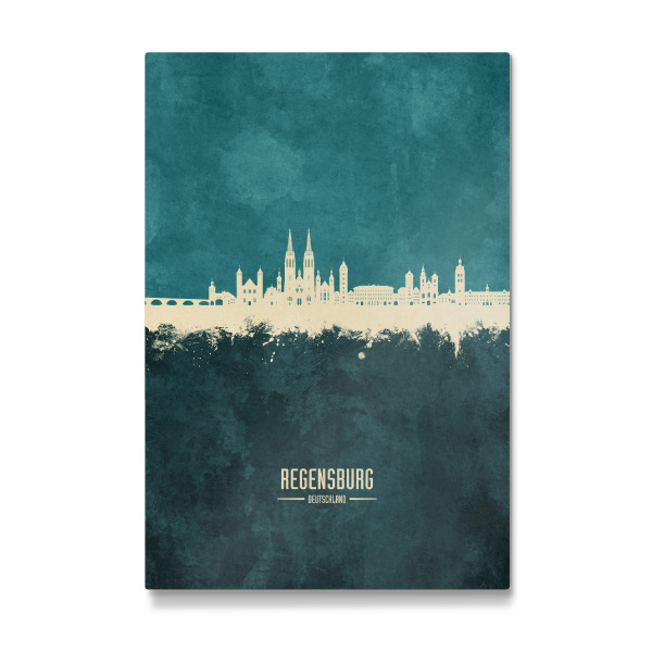 Galerie-Print "Regensburg Skyline Türkis" 30x20 cm artboxONE