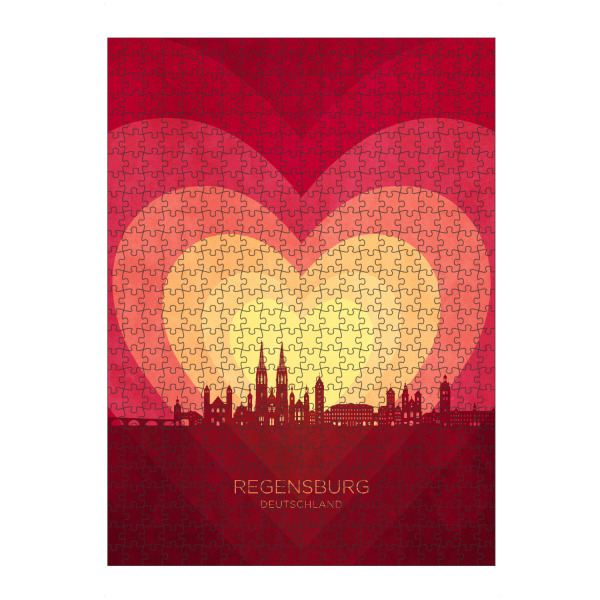 Puzzle Ravensburger "Regensburg Skyline Herzrot" artboxONE - Städte
