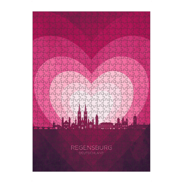 Puzzle Ravensburger "Regensburg Skyline Herzrosa" artboxONE - Städte
