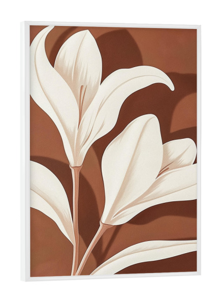 Poster mit weißem Rahmen "Weiße Lilien und Blätter" artboxONE - Natur,Floral