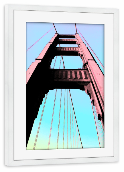 Poster mit Rahmen weiß "Golden Gate Bridge Pop-Art" artboxONE - Reise,Automobile,Reise / Länder,Städte / San Francisco