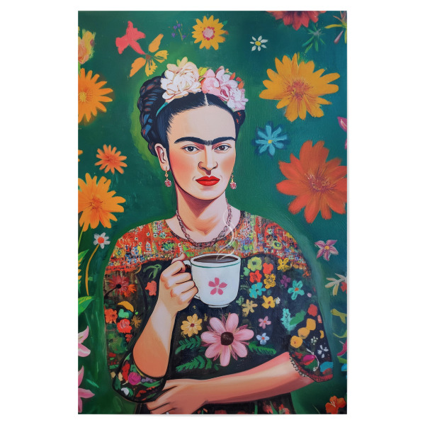 Poster "Frida's Blumige Kaffee Kunst" artboxONE - Floral,Essen & Trinken,Menschen