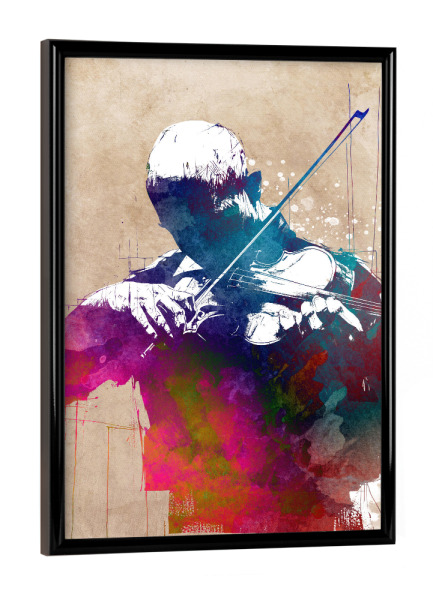 Poster mit schwarzem Rahmen "Geigenmusikkunst c" artboxONE - Musik - Musik,Geige,Geiger,Musiker,Grafik