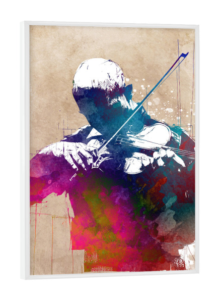 Poster mit weißem Rahmen "Geigenmusikkunst c" artboxONE - Musik - Musik,Geige,Geiger,Musiker,Grafik