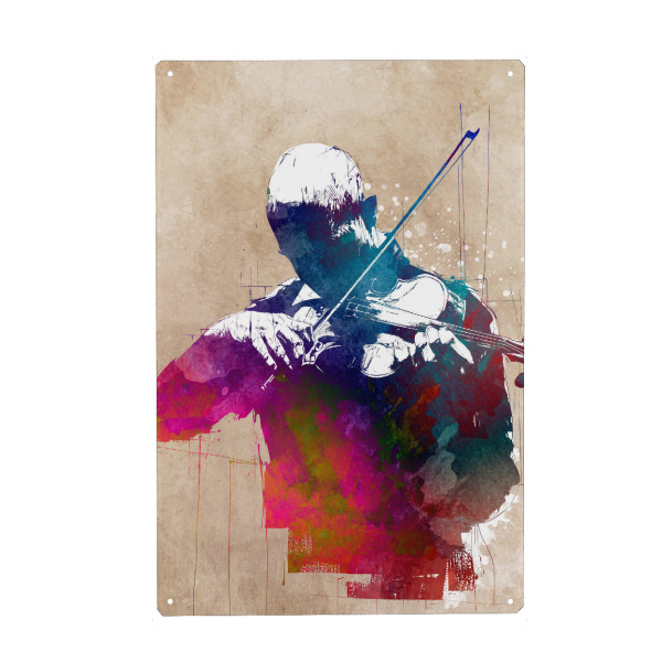 Metall Poster "Geigenmusikkunst c" artboxONE - Musik - Musik,Geige,Geiger,Musiker,Grafik - Blechschild