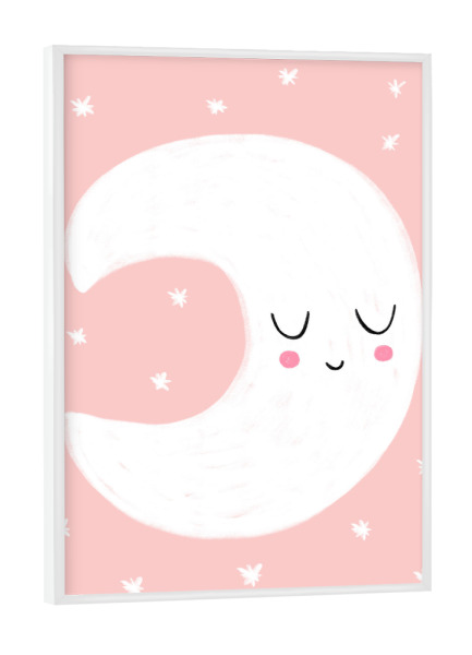 Poster mit weißem Rahmen "Kleiner rosa Mond" artboxONE - Natur,Für Kinder