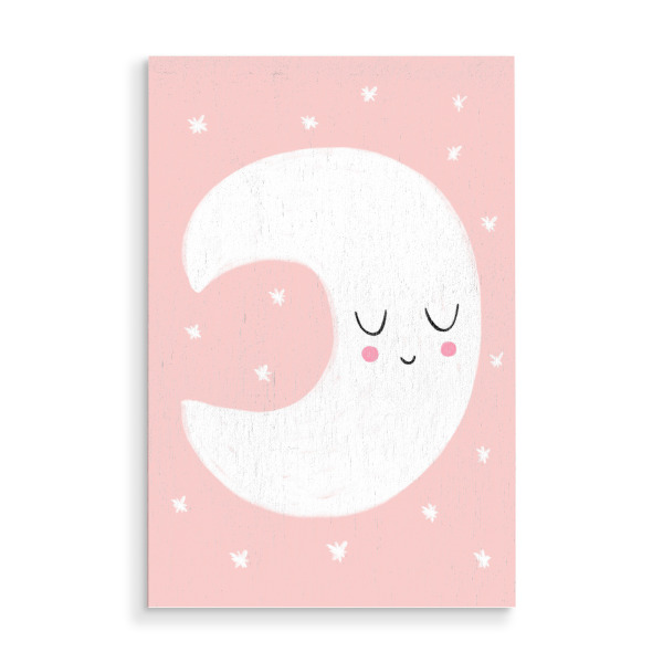 Holzbild "Kleiner rosa Mond" artboxONE - Natur,Für Kinder