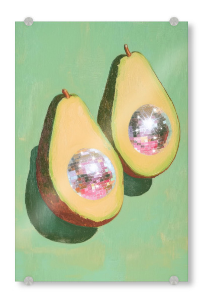 Acrylglasbild "Disco Avocado" artboxONE - Essen & Trinken,Essen & Trinken / Obst & Gemüse,Festivals,Lustig
