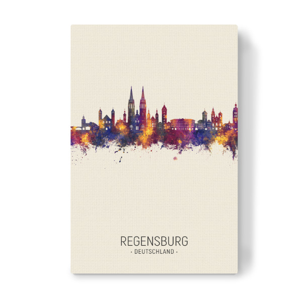 Leinwandbild "Regensburg Germany Skyline Beige" artboxONE - Städte - Regensburg,Deutschland,Skyline,Stadtbild,Stattbild,Aquarell,Malerei