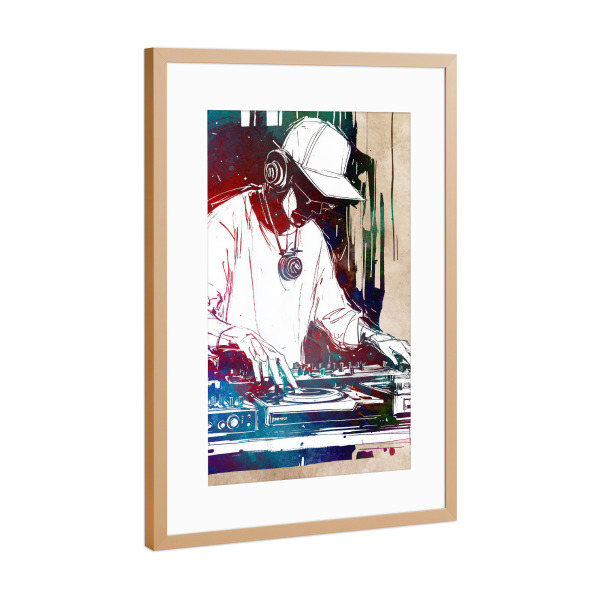 Poster mit Rahmen Kupfer "DJ -Konsolenmusik c" artboxONE - Musik - Musik,Komponist,Dj,Konsole,Sound,Party,Musiker