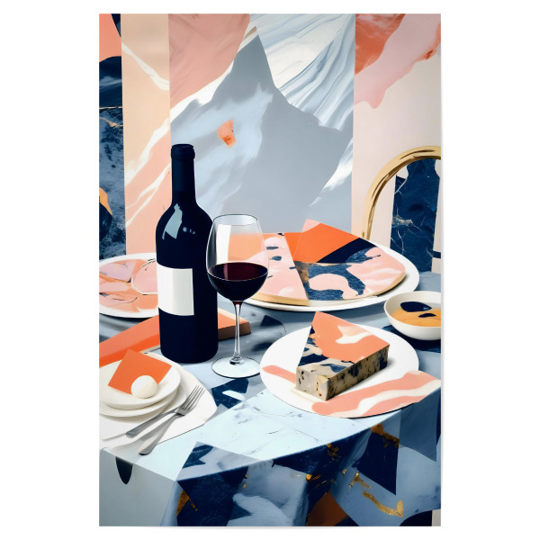 Poster 30x20 cm "Italienisches Marmor Mittagessen" artboxONE - Essen & Trinken,Abstrakt,Essen & Trinken / Alkohol